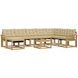 vidaXL Zunanja garnitura za sedenje z blazino 9 pcs Bela in bež, (5000282287) | Shoptok.si