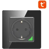 Pametna WiFi stenska vtičnica 16A TUYA črna Alexa Google Assistant