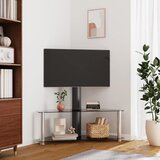 vidaXL Kotno TV stojalo 2-nadstropno za 32-70" črno in srebrno Cene