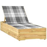 Maison Chic Ležalnik - Sončna ležalnik in siva karo blazina impregnirana borovina, (22043409) | Shoptok.si