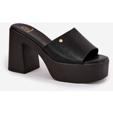 Boto Women's Eco Leather Slide Sandals With Heel And Platform Black Tamirella | shoptok.hr
