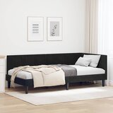  Kutni okvir kreveta s uzglavljem Crna 90 cm x 200 cm Baršun | shoptok.hr