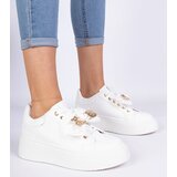 Gemre White sneakers decorated with a bow and a golden teddy bear Karinka | Shoptok.si