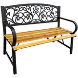  Vrtna klupa za park, terasu, metalna, drvena, za 2 osobe, 118 cm | shoptok.hr