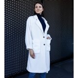 Gemre Long white coat with plush pockets Badra | shoptok.hr