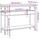  Konzolni stol s policama smeđa boja hrasta 100x29x75 cm drveni | shoptok.hr