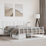 Furnova Kovinski posteljni okvir z vzglavjem in vznožjem bel 150x200 cm, (21935232) Cene