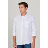 AC&Co / Altınyıldız Classics Men's White Comfort Fit Wide Cut, Classic Collar 100% Cotton Muslin Shirt. Cene