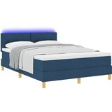vidaXL LED Box Spring Krevet s madracem Plava 160 x 200 cm tkanina | shoptok.hr
