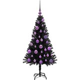 vidaXL Božično drevo med 150 LED z stojalom Črna 120 cm PVC | Shoptok.si