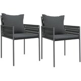  Vrtne stolice s jastucima 2 kom crne 54x61x83 cm od poliratana | shoptok.hr