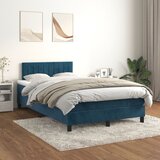 The Living Store Box spring postelja z vzmetnico temno modra 120x200 cm žamet - Box Spring Postelja, (21488830) Cene