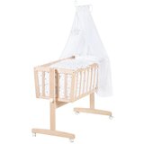 Roba Zibelka iz masivne bukve na koleščkih/z ogrodjem za baldahin 40x90 cm v naravni barvi – | Shoptok.si
