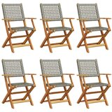 Maison Chic Zložljivi Vrtni Stoli - Stol za vrti 6 kosov siv poli ratan in trden les JS3029, (21876167) | Shoptok.si