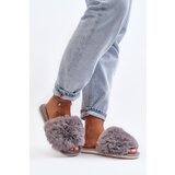 Kesi Women's slippers with fur grey Vienitta Cene