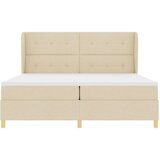  Krevet s uzglavljem i madracem Krem 200x200 cm Tkanina | shoptok.hr