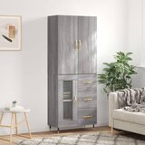 vidaXL Visoka komoda siva sonoma 69,5x34x180 cm inženirski les | Shoptok.si