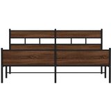 Metalni Kovinski posteljni okvir brez vzmetnice rjavi hrast 200x200 cm, (21610414) | Shoptok.si