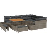 vidaXL 12-delni vrtni kavč set z blazinami sivo poli ratan akacija | Shoptok.si