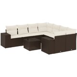  9-dijelni set vrtnih sofa s jastucima poliratan smeđi | shoptok.hr