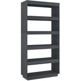 vidaXL knjižna omara za razdelitev prostora siva 80x35x167 cm borovina | Shoptok.si