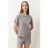 Trendyol Gray Cotton Rabbit Patterned Knitted Pajamas Set | Shoptok.si