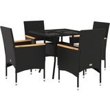  The Living Store Vrtna jedilna garnitura 5-delna z blazinami črn poli ratan - Vrtna Jedilna Garnitura, (21446307) | Shoptok.si