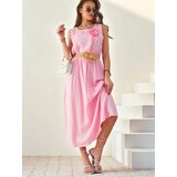 Resti Women's midi dress with straps, featuring a round neckline with a decorative flower | Shoptok.si