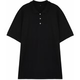 Trendyol Men's Black Regular/Normal Cut Basic 100% Cotton Textured Polo Collar T-shirt Cene