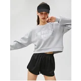 Koton Printed Crop Sports Sweatshirt Modal Blend