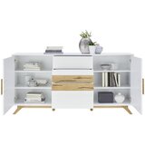 XORA komoda, bela, barve hrasta | Shoptok.si