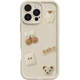 AVIZAR Ovitek za iPhone 16 Pro Max s 3D Kawaii Medvedki in Dvignjenim Robom, Bež, (5000275419) | Shoptok.si