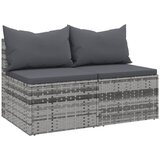Maison Chic Vrtni sredinski kavč - Zunanji kavč z blazinami 2 kosa siv poli ratan, (22041015) | Shoptok.si