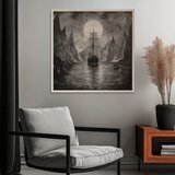  Slika na drvetu - Drakar pod mesecom | ePonuda.com