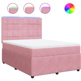 vidaXL Krevet s oprugama i madracem ružičasti 140x190 cm baršunasti | shoptok.hr