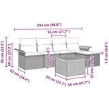  Set vrtnih sofa 6 komada Crna i drveni ton Poliratan i drvo | shoptok.hr