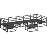  Sjedeća garnitura za vrt s jastukom 8 pcs Crna Aluminij | shoptok.hr