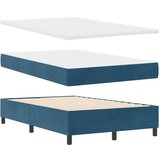 Box Postelja z vzmetnico z vzmetnico Temno modra 120 x 190 cm Žamet, (5000128472) | Shoptok.si