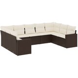 Maison Chic Seti vrtnega pohištva - Vrtna garnitura - Vrtni pohištvo set 9-delna z blazinami rjava poli ratan, (21798667) | Shoptok.si