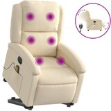 vidaXL Električni masažni naslonjač na podizanje od tkanine krem | shoptok.hr
