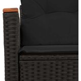  Vrtna sofa s jastucima za 2 osobe, crna, poli ratan | shoptok.hr