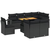 vidaXL Vrtna sedežna garnitura 9-delna z blazinami črn poli ratan, (21112908) | Shoptok.si