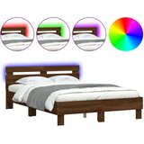 vidaXL Okvir za krevet s uzglavljem i LED boja hrasta 120x190 cm | shoptok.hr