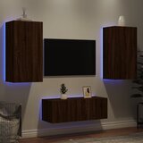  The Living Store Komplet TV omaric LED 4-delni rjavi hrast inženirski les - Stenska TV Enota, (21555970) | Shoptok.si