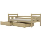  Drveni dječji krevet Dawid - svijetlo drvo (nelakirano) - 180x80 cm - S 2 ladice | shoptok.hr