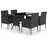  5-dijelni vrtni blagovaonski set od poliratana crni Crna Dužina stola 140 cm | shoptok.hr