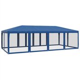 Šator za zabave s 12 mrežasta bočna zida plavi 8x4 m HDPE | shoptok.hr