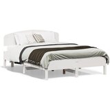 vidaXL Okvir za krevet s uzglavljem bijeli 135 x 190 cm od borovine | shoptok.hr
