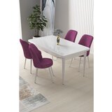 Hanah home Nil - White, Purple WhitePurple Dining Table & Chairs Set (5 Pieces) | ePonuda.com