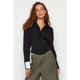 Trendyol X Sagaza Studio Black Corset Detailed Poplin Shirt | shoptok.hr